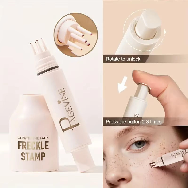 4-In-1 Natural Freckle Stamp Pen-Natural Freckles Fast-Dry,Waterproof,Light Coverage,Temporary Fake Freckles for Makeup Cosmetic